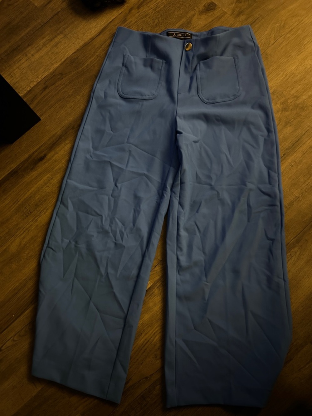 Wide-Leg High-Rise Pants in Dusty Blue